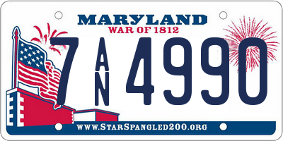 MD license plate 7AN4990