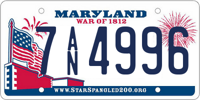MD license plate 7AN4996