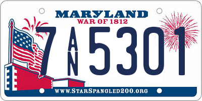 MD license plate 7AN5301
