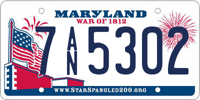 MD license plate 7AN5302