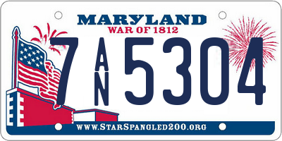 MD license plate 7AN5304