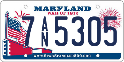 MD license plate 7AN5305