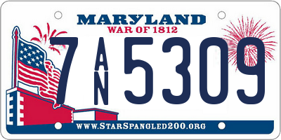 MD license plate 7AN5309