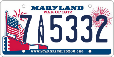 MD license plate 7AN5332