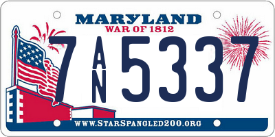 MD license plate 7AN5337