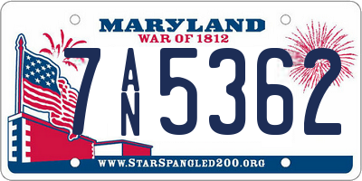 MD license plate 7AN5362
