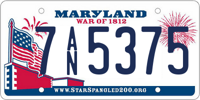 MD license plate 7AN5375