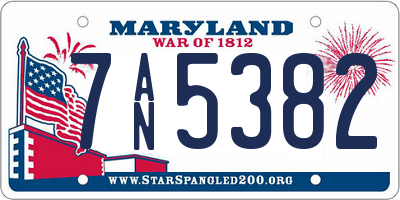 MD license plate 7AN5382