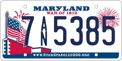 MD license plate 7AN5385