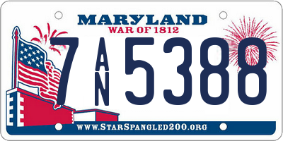 MD license plate 7AN5388