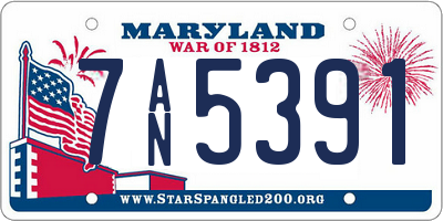MD license plate 7AN5391
