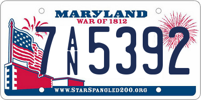 MD license plate 7AN5392