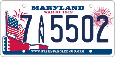 MD license plate 7AN5502
