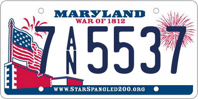 MD license plate 7AN5537
