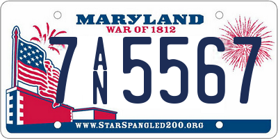 MD license plate 7AN5567
