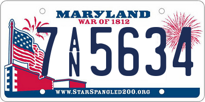 MD license plate 7AN5634