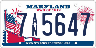 MD license plate 7AN5647