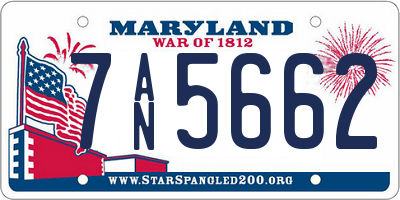MD license plate 7AN5662