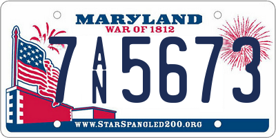 MD license plate 7AN5673