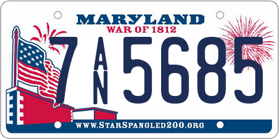 MD license plate 7AN5685