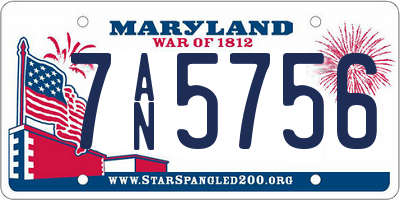 MD license plate 7AN5756