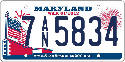 MD license plate 7AN5834