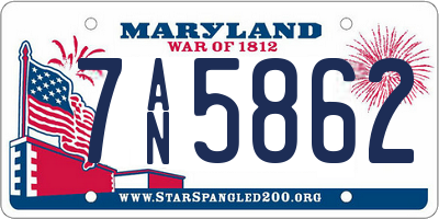 MD license plate 7AN5862
