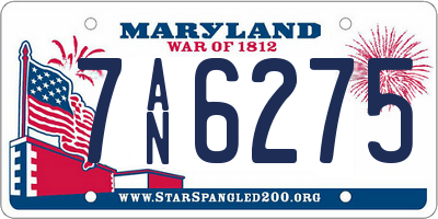 MD license plate 7AN6275