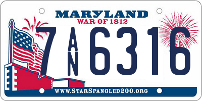 MD license plate 7AN6316