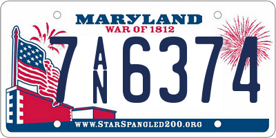MD license plate 7AN6374
