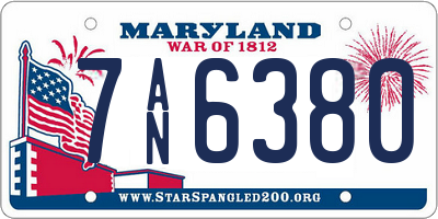 MD license plate 7AN6380