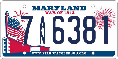 MD license plate 7AN6381