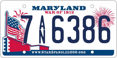MD license plate 7AN6386