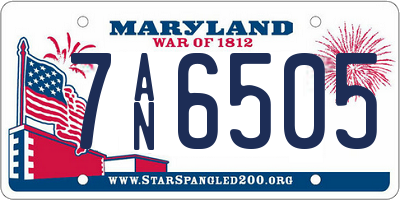 MD license plate 7AN6505