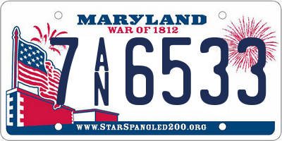 MD license plate 7AN6533