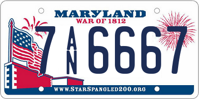 MD license plate 7AN6667