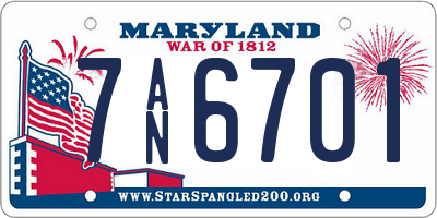 MD license plate 7AN6701