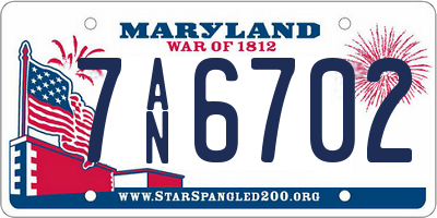 MD license plate 7AN6702