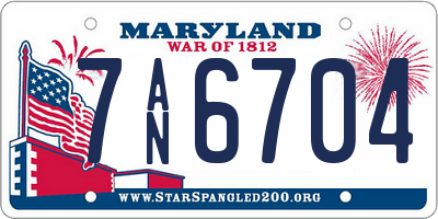 MD license plate 7AN6704