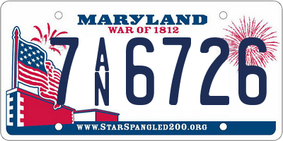 MD license plate 7AN6726