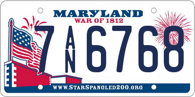 MD license plate 7AN6768