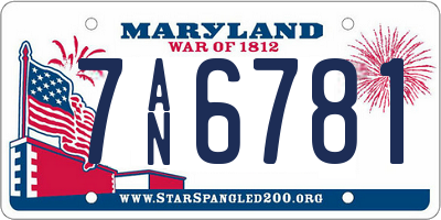 MD license plate 7AN6781