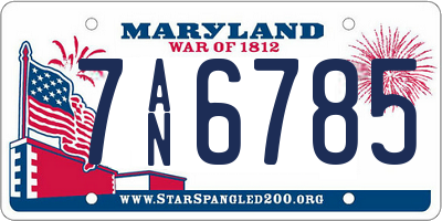MD license plate 7AN6785
