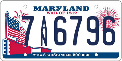 MD license plate 7AN6796