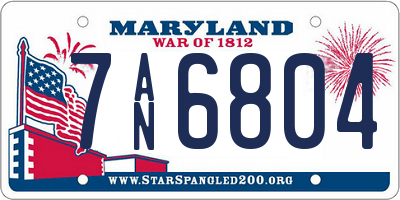 MD license plate 7AN6804
