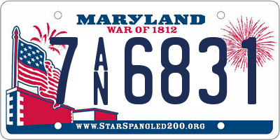 MD license plate 7AN6831