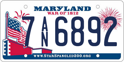 MD license plate 7AN6892