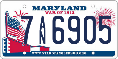 MD license plate 7AN6905
