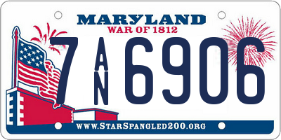 MD license plate 7AN6906