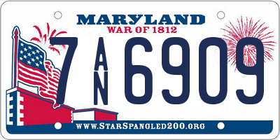 MD license plate 7AN6909
